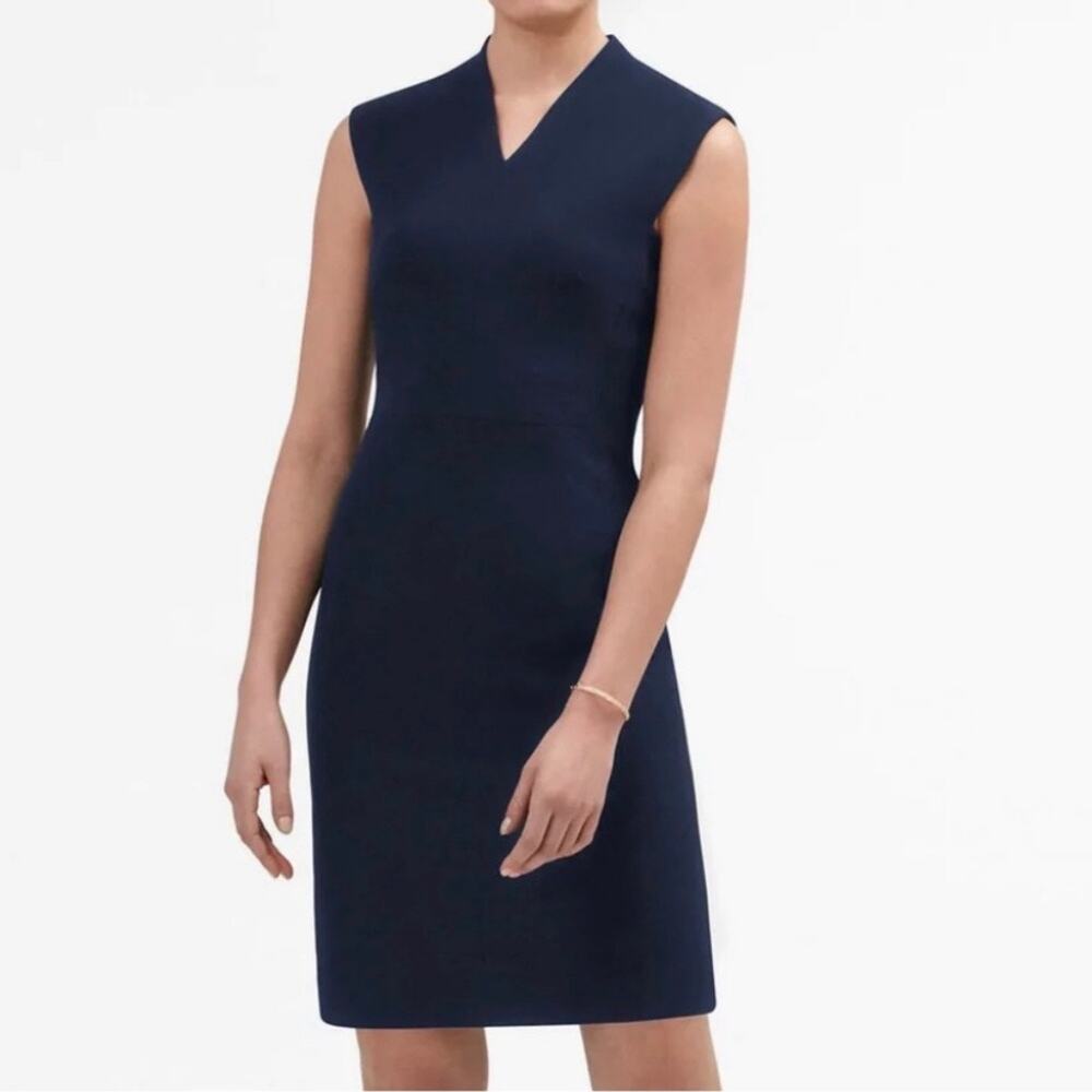 M.M. Lafleur Navy Blue Sleeveless Shift Dress - size 14